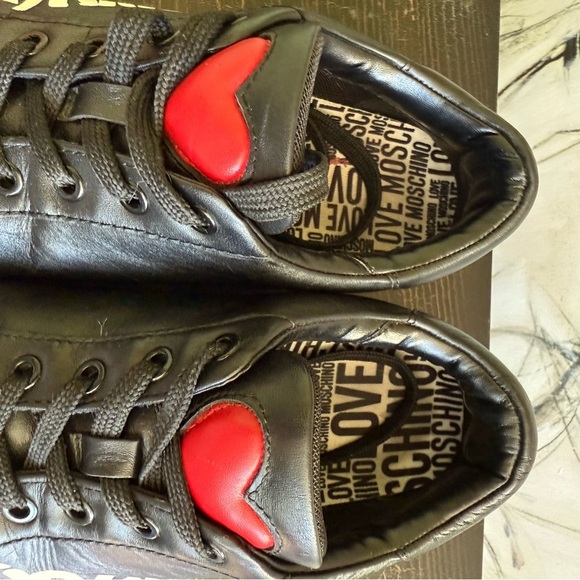 Moschino Black Sneakers with Red Heart Detail - Picture 10 of 13